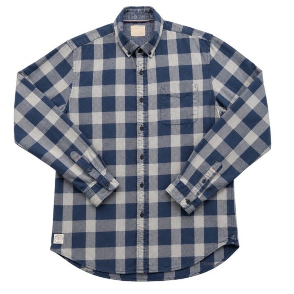 7 Diamonds Mens L Hi-Five Fit‎ Blue Plaid Cotton Long Sleeve Button Down Shirt